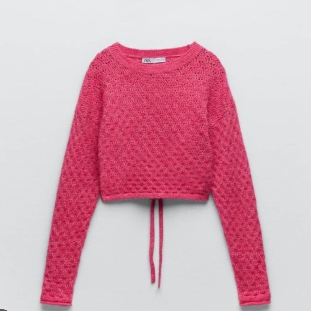 Zara Pink Knit Open Back Sweater